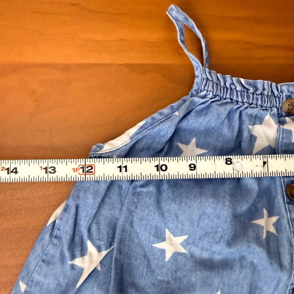 Old Navy Kids‎ Blue Star Print Chambray Button Front Ruffle Sundress 4T
